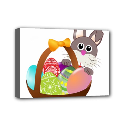 Easter Bunny Eggs Nest Basket Mini Canvas 7  X 5  by Nexatart