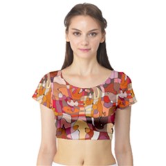 Abstract Abstraction Pattern Modern Short Sleeve Crop Top (tight Fit) by Nexatart