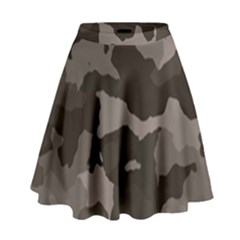 Background For Scrapbooking Or Other Camouflage Patterns Beige And Brown High Waist Skirt by Nexatart