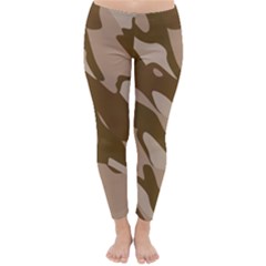 Background For Scrapbooking Or Other Beige And Brown Camouflage Patterns Classic Winter Leggings by Nexatart