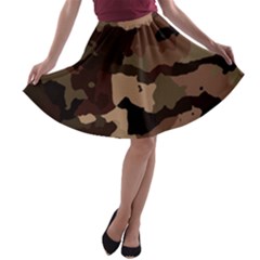 Background For Scrapbooking Or Other Camouflage Patterns Beige And Brown A-line Skater Skirt by Nexatart