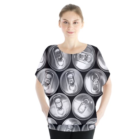 Black And White Doses Cans Fuzzy Drinks Blouse by Nexatart