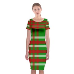 Christmas Colors Red Green White Classic Short Sleeve Midi Dress by Nexatart