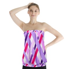 Diagonal Gingham Geometric Strapless Top by Nexatart