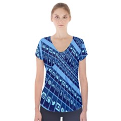 Mobile Phone Smartphone App Short Sleeve Front Detail Top by Nexatart