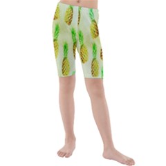 Pineapple Wallpaper Vintage Kids  Mid Length Swim Shorts by Nexatart