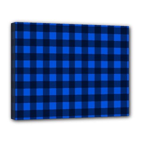 Blue And Black Plaid Pattern Canvas 14  X 11  by Valentinaart