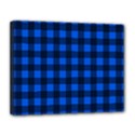 Blue and black plaid pattern Canvas 14  x 11  View1