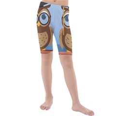 Read Owl Book Owl Glasses Read Kids  Mid Length Swim Shorts by Nexatart