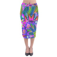 Abstract Digital Art  Velvet Midi Pencil Skirt by Nexatart