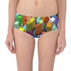 Cubes Assorted Random Toys Mid-waist Bikini Bottoms by Nexatart