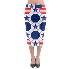 Patriotic Symbolic Red White Blue Midi Pencil Skirt by Nexatart