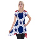 Patriotic Symbolic Red White Blue Short Sleeve Side Drop Tunic View1