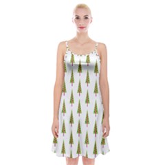 Christmas Tree Spaghetti Strap Velvet Dress by Nexatart