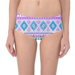 Tribal Pastel Hipster  Mid-waist Bikini Bottoms by Brittlevirginclothing