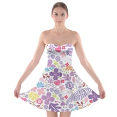 Colorful Flower Strapless Bra Top Dress by Brittlevirginclothing