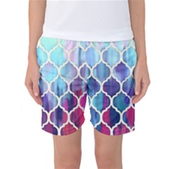 Purple Moroccan Mosaic Women s Basketball Shorts by Brittlevirginclothing