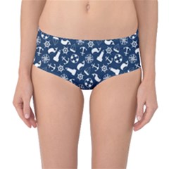 Nautical Navy Mid-waist Bikini Bottoms by electrogiraffe