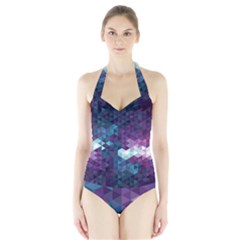 Geo Thunderstorm Halter Swimsuit by electrogiraffe