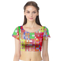 Abstract Polka Dot Pattern Short Sleeve Crop Top (tight Fit) by Nexatart