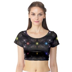 Abstract Sphere Box Space Hyper Short Sleeve Crop Top (tight Fit) by Nexatart