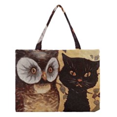 Owl And Black Cat Medium Tote Bag by Nexatart