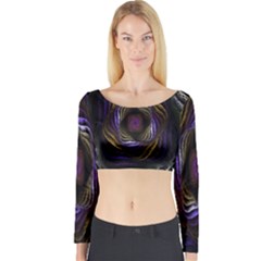 Abstract Fractal Art Long Sleeve Crop Top by Nexatart