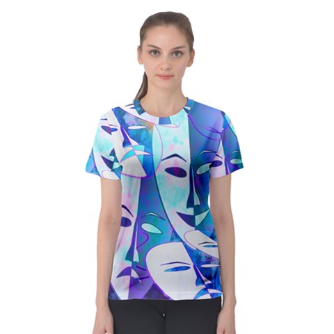 Abstract Mask Artwork Digital Art Women s Sport Mesh Tee by Nexatart