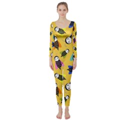 Bees Animal Pattern Long Sleeve Catsuit by Nexatart