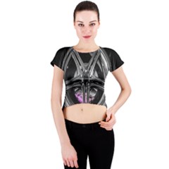 Bord Edge Wheel Tire Black Car Crew Neck Crop Top by Nexatart