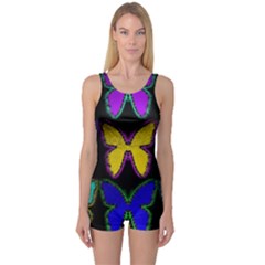 Butterflies Pattern One Piece Boyleg Swimsuit by Nexatart