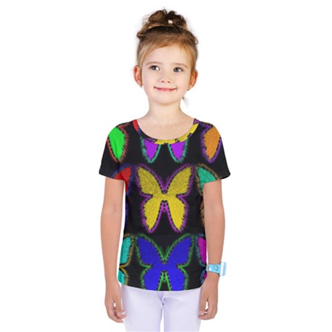 Butterflies Pattern Kids  One Piece Tee by Nexatart