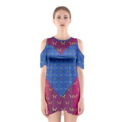 Butterfly Heart Pattern Shoulder Cutout One Piece by Nexatart