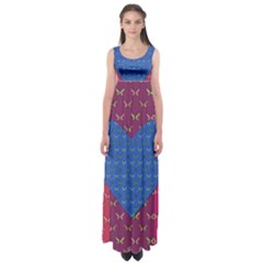 Butterfly Heart Pattern Empire Waist Maxi Dress by Nexatart