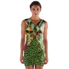 Christmas Quilt Background Wrap Front Bodycon Dress by Nexatart