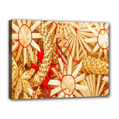 Christmas Straw Xmas Gold Canvas 16  X 12  by Nexatart