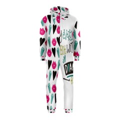 My Every Moment Spent With You Is Diamond To Me / Diamonds Hearts Lips Pattern (white) Hooded Jumpsuit (kids) by FashionFling