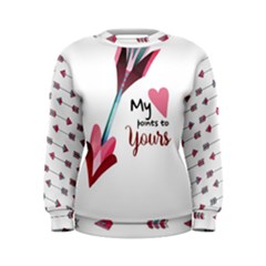 My Heart Points To Yours / Pink And Blue Cupid s Arrows (white) Women s Sweatshirt by FashionFling