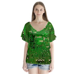 Circuit Board Flutter Sleeve Top by Nexatart