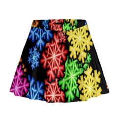 Colourful Snowflake Wallpaper Pattern Mini Flare Skirt by Nexatart