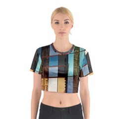 Glass Facade Colorful Architecture Cotton Crop Top by Nexatart