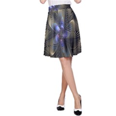 Fractal Blue Abstract Fractal Art A-line Skirt by Nexatart