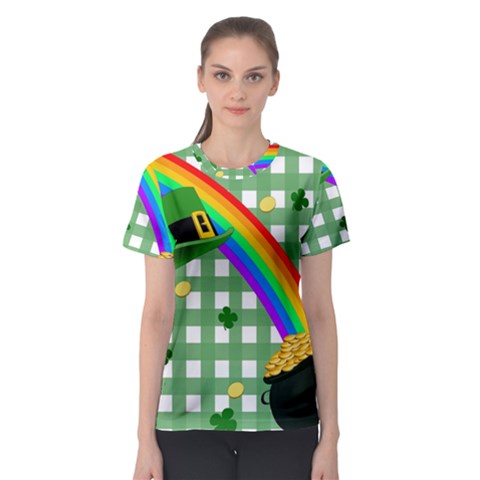 St  Patrick s Day Rainbow Women s Sport Mesh Tee by Valentinaart