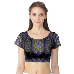 Fractal Sparkling Purple Abstract Short Sleeve Crop Top (tight Fit) by Nexatart