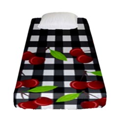 Cherries Plaid Pattern  Fitted Sheet (single Size) by Valentinaart