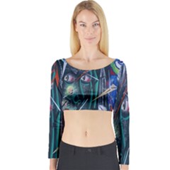 Graffiti Art Urban Design Paint Long Sleeve Crop Top by Nexatart