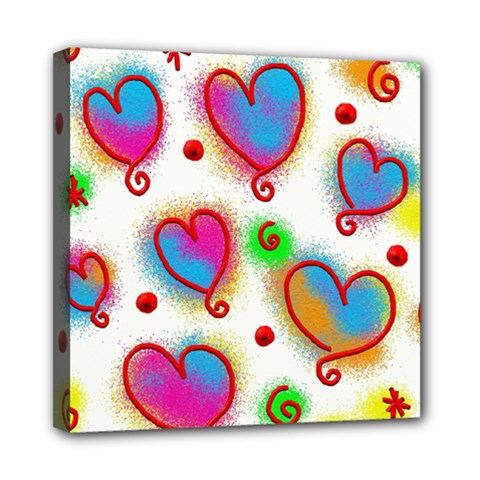 Love Hearts Shapes Doodle Art Mini Canvas 8  X 8  by Nexatart