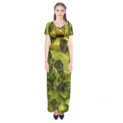Olive Seamless Camouflage Pattern Short Sleeve Maxi Dress by Nexatart