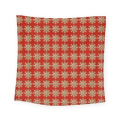 Snowflakes Square Red Background Square Tapestry (small) by Nexatart