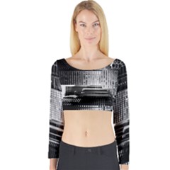 Urban Scene Street Road Busy Cars Long Sleeve Crop Top by Nexatart